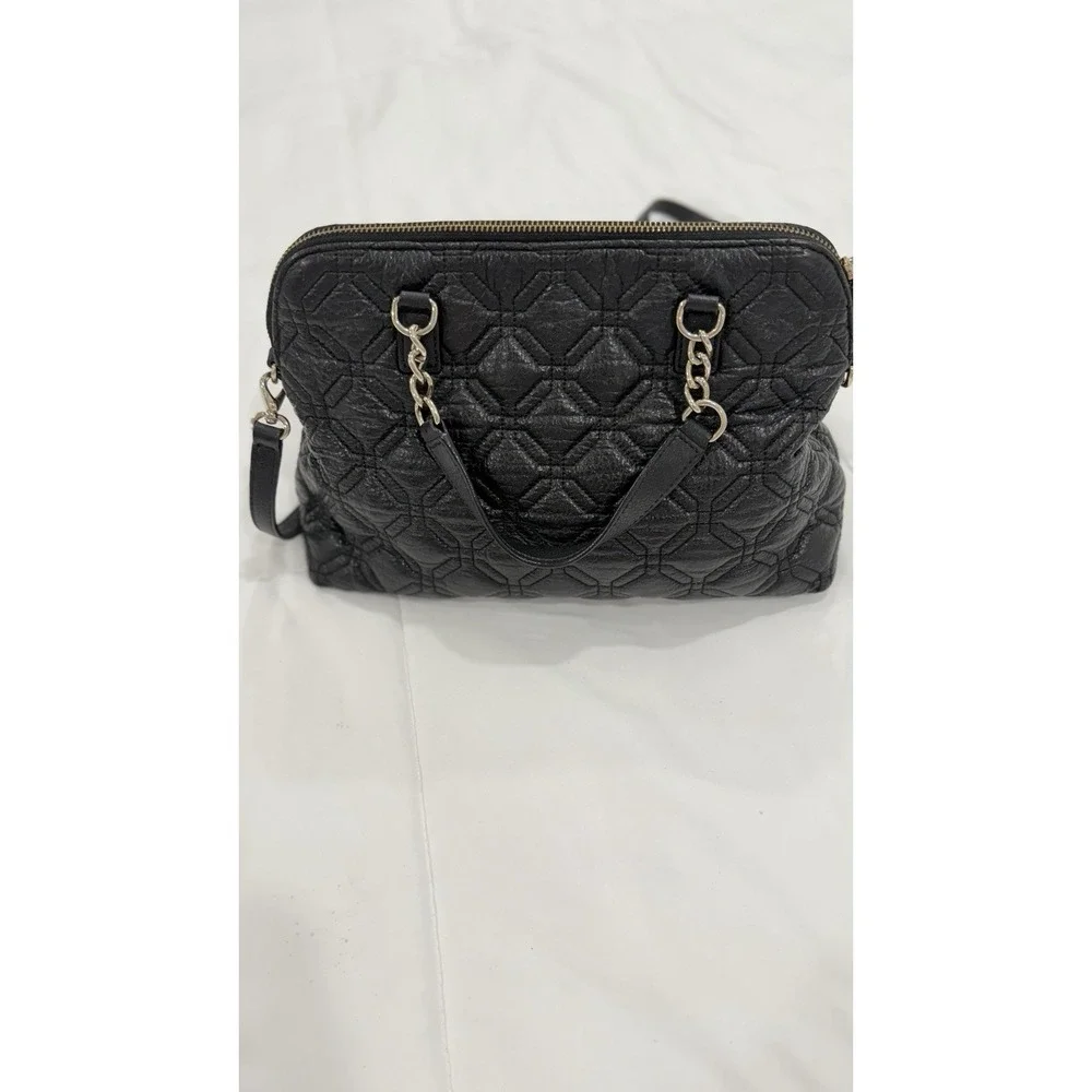 Kate Spade Black Quilted Leather Satchel Crossbody‎ Bag Chain Handle Handbag